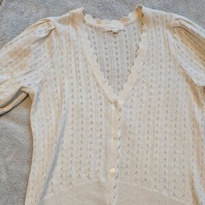 Scalloped neck short sleeve sweater